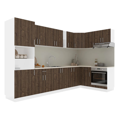 Set Bucatarie Colt haaus Karo V35, Stejar Bronz/Alb, Blat Thermo 28 mm, L 320 x 160 cm
