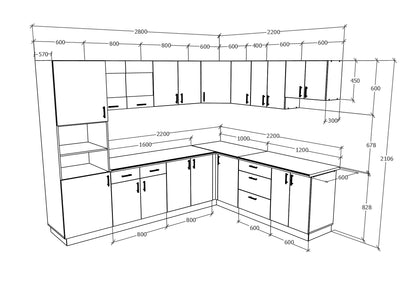 Set Bucatarie Colt haaus Karo V36, Stejar Sonoma Inchis/Alb, Blat Thermo 28 mm, L 280 x 220 cm