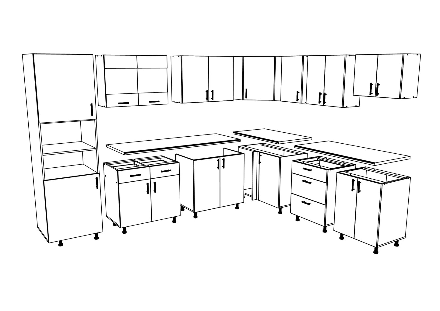Set Bucatarie Colt haaus Karo V36, Alb, Blat Thermo 28 mm, L 280 x 220 cm