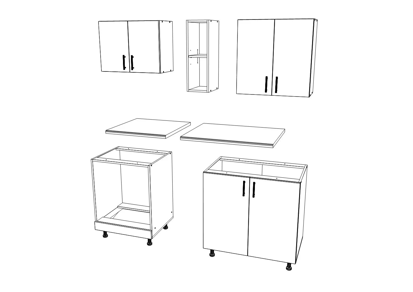 Set Bucatarie haaus Karo V4, Gri Lucios/Alb, MDF, Blat Thermo 28 mm, L 140 cm