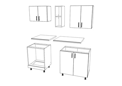 Set Bucatarie haaus Karo V4, Lemn Natural/Alb, Blat Thermo 28 mm, L 140 cm