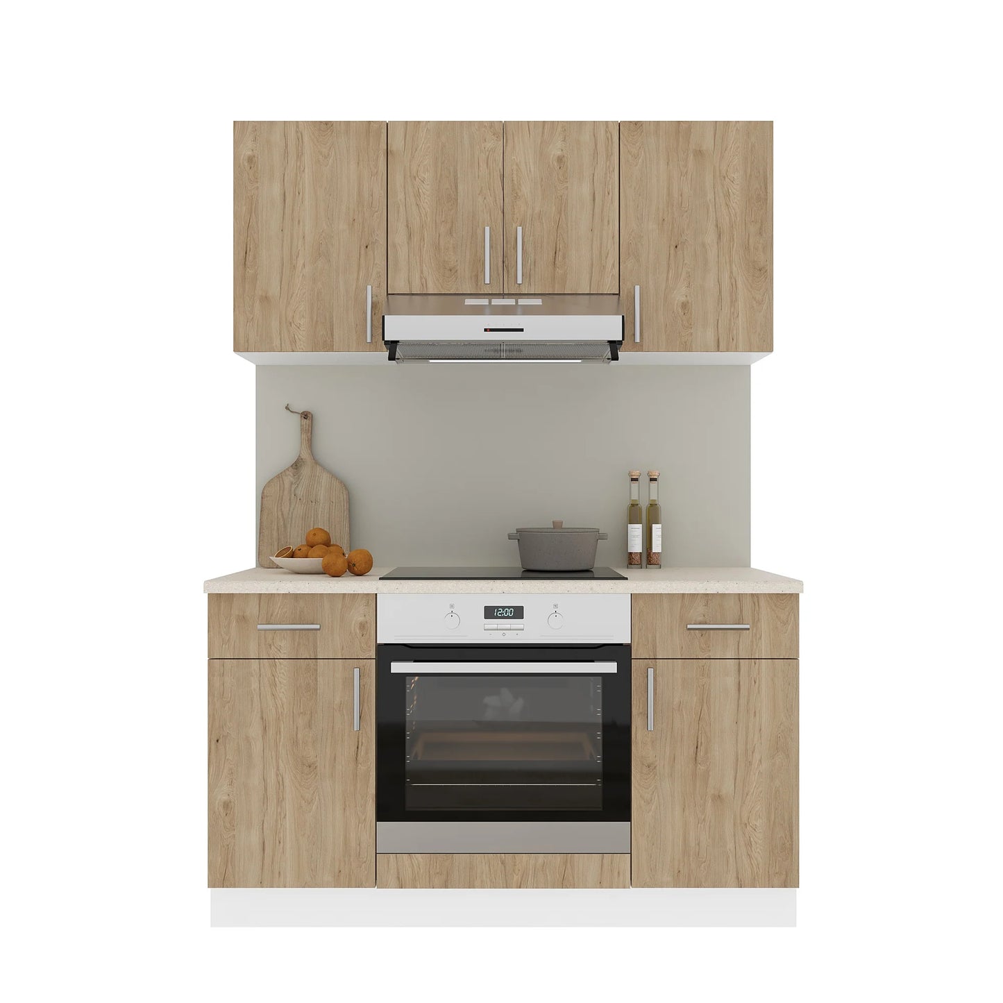 Set Bucatarie haaus Karo V5, Lemn Natural/Alb, Blat Thermo 28 mm, L 140 cm
