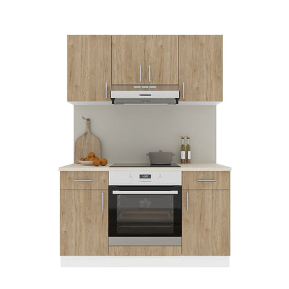 Set Bucatarie haaus Karo V5, Lemn Natural/Alb, Blat Thermo 28 mm, L 140 cm
