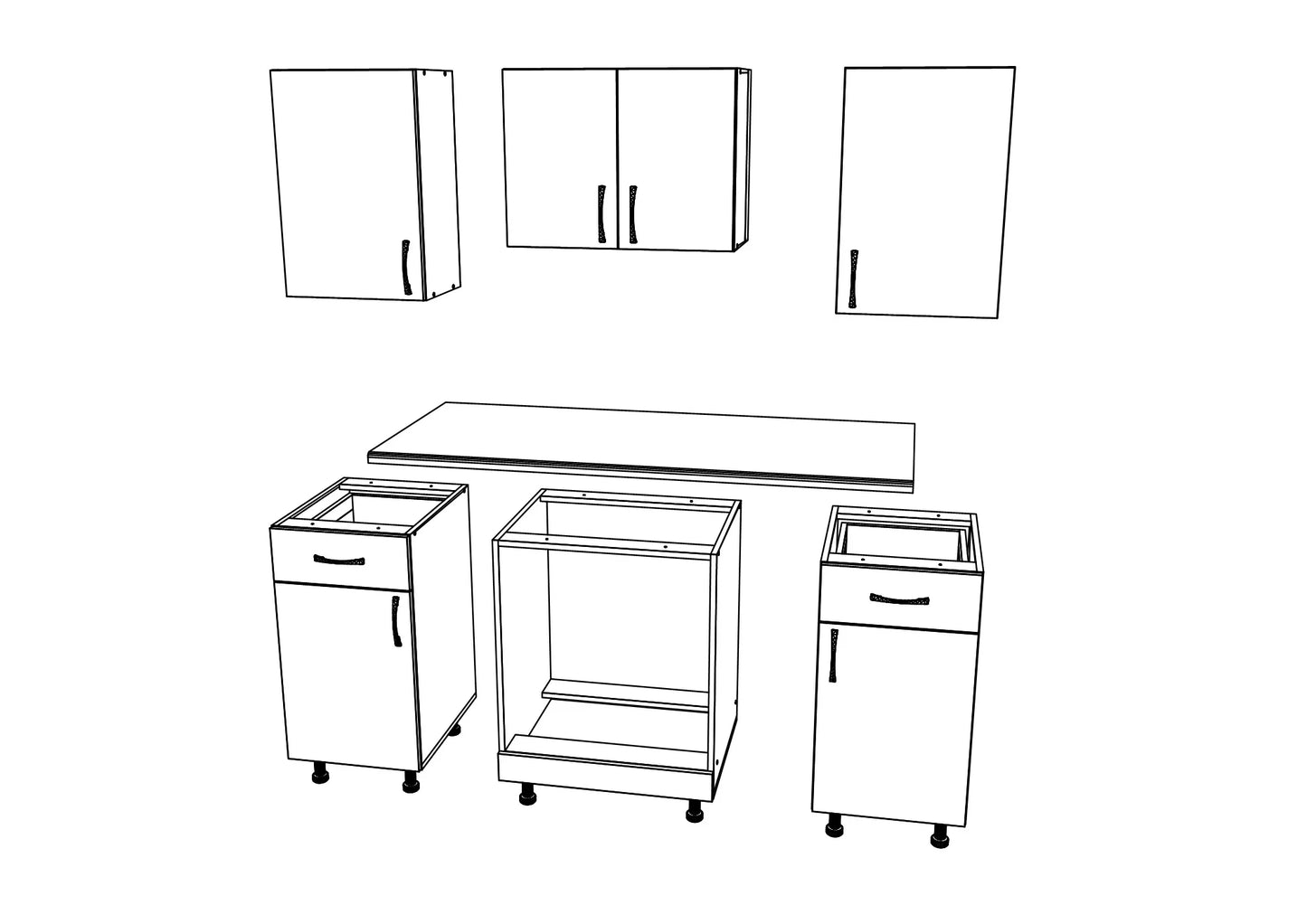 Set Bucatarie haaus Karo V5, Antracit/Alb, Blat Thermo 28 mm, L 140 cm