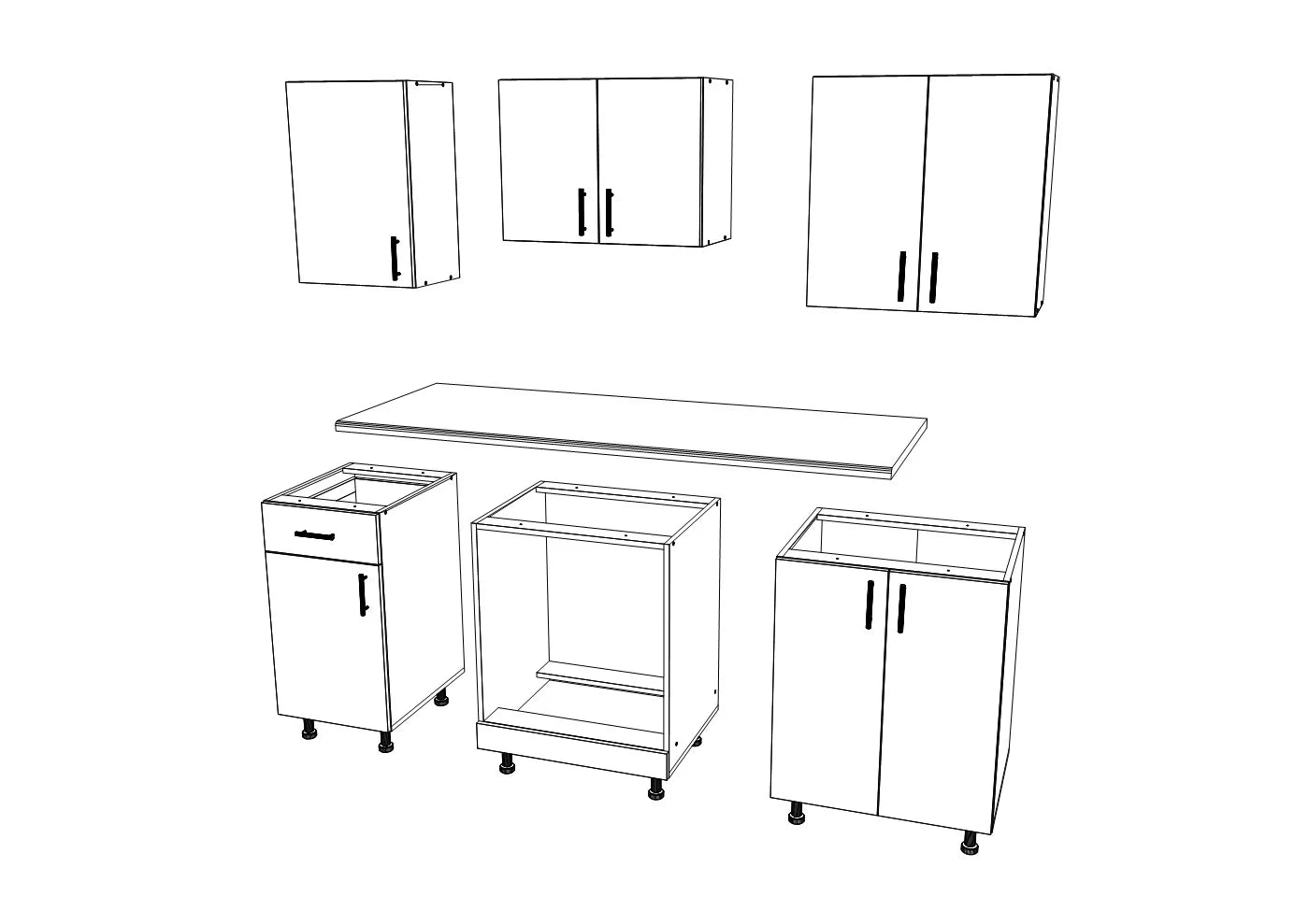 Set Bucatarie haaus Karo V6, Antracit/Alb, Blat Thermo 28 mm, L 160 cm