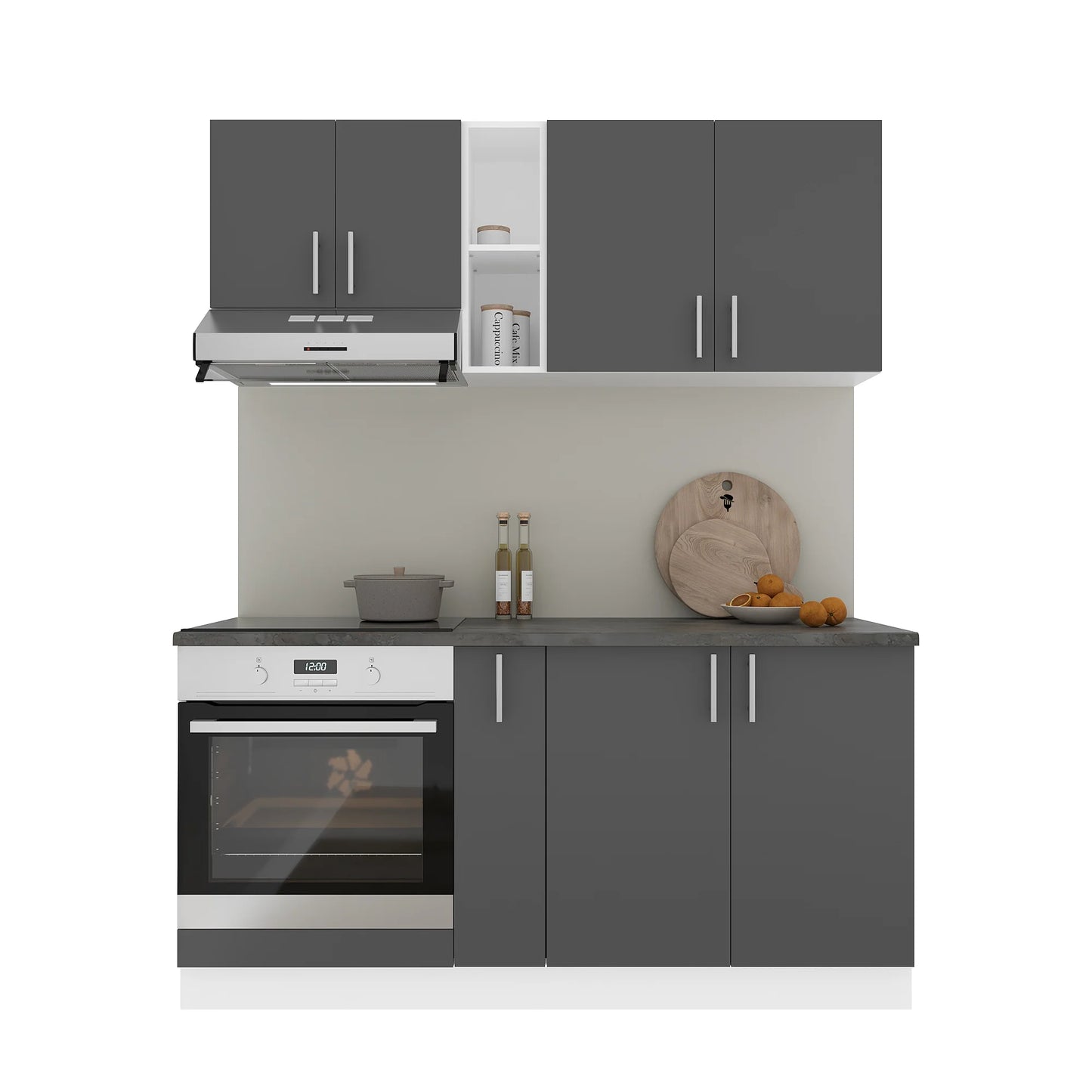 Set Bucatarie haaus Karo V7, Antracit/Alb, Blat Thermo 28 mm, L 160 cm
