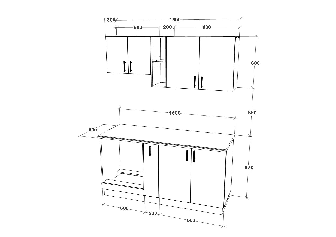 Set Bucatarie haaus Karo V7, Antracit/Alb, Blat Thermo 28 mm, L 160 cm