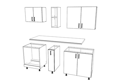 Set Bucatarie haaus Karo V7, Gri Lucios/Alb, MDF, Blat Thermo 28 mm, L 160 cm