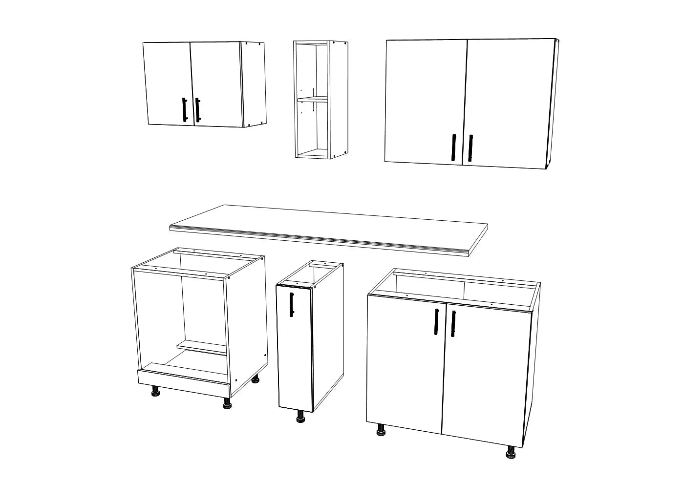 Set Bucatarie haaus Karo V7, Stejar Sonoma Inchis/Alb, Blat Thermo 28 mm, L 160 cm