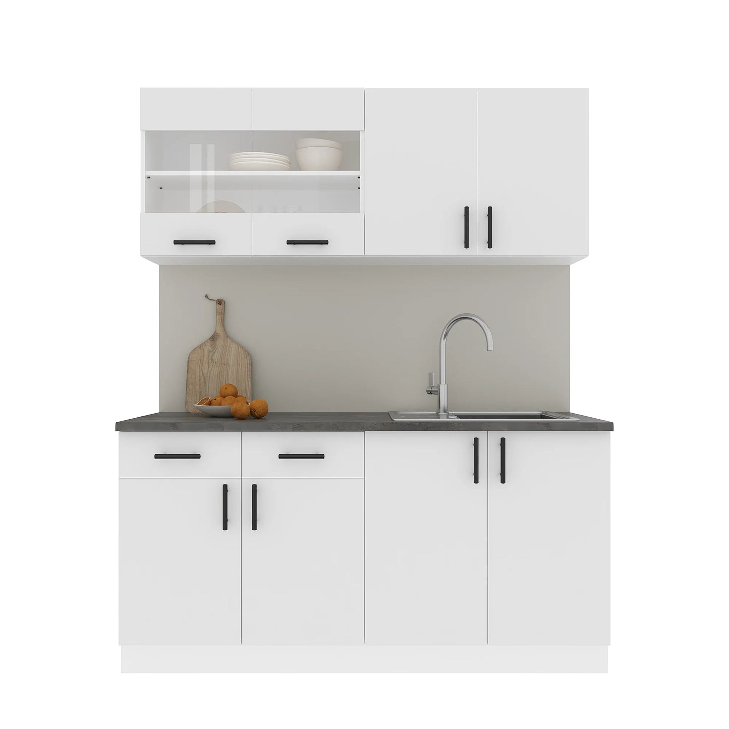 Set Bucatarie haaus Karo V8, Alb, Blat Thermo 28 mm, L 160 cm