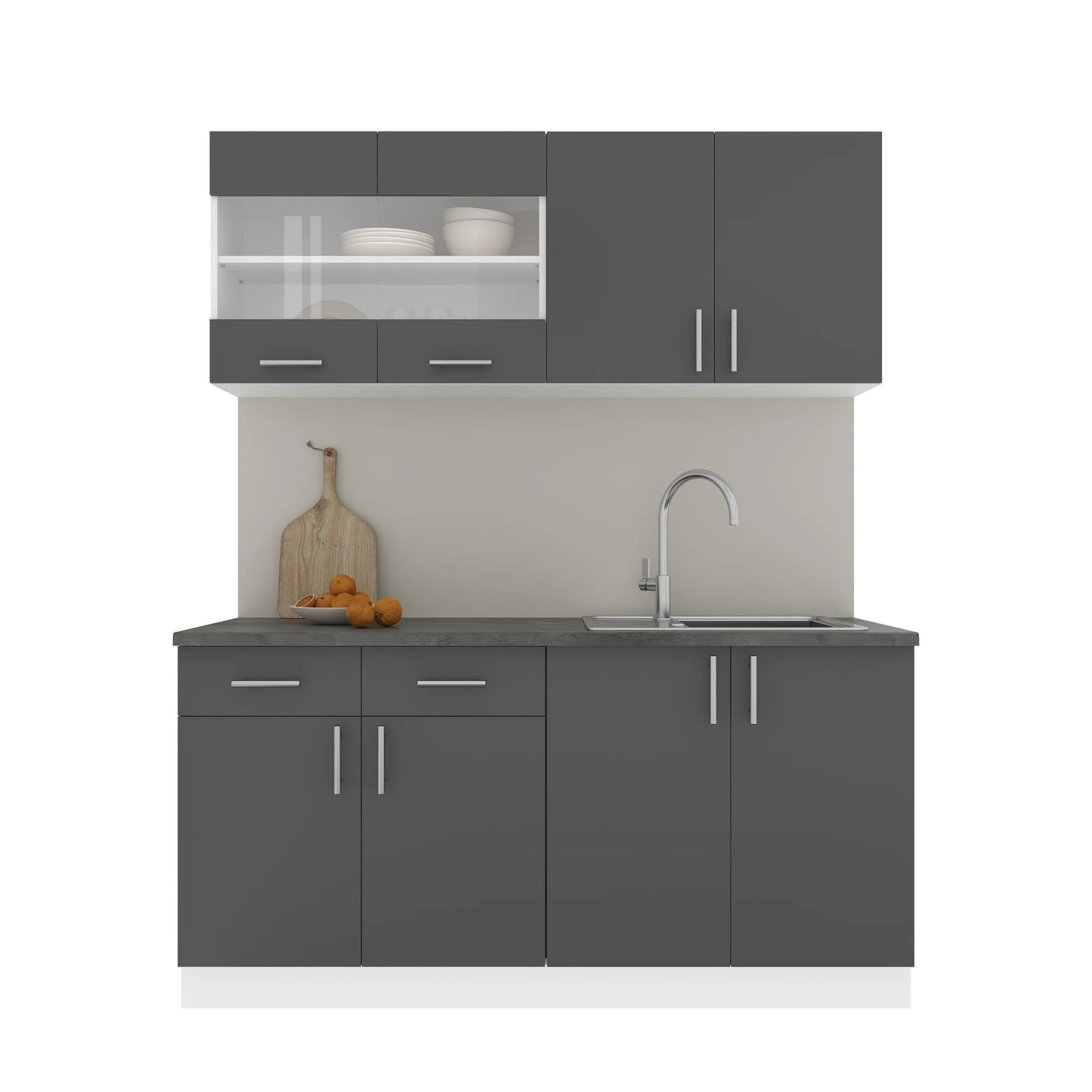 Set Bucatarie haaus Karo V8, Antracit/Alb, Blat Thermo 28 mm, L 160 cm