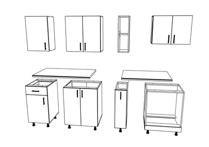 Set Bucatarie haaus Karo V9, Gri Lucios/Alb, MDF, Blat Thermo 28 mm, L 180 cm