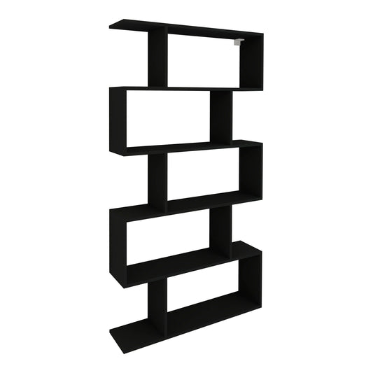 Biblioteca haaus Kimo, 5 Casete, Negru, 90 x 20 x 160 cm