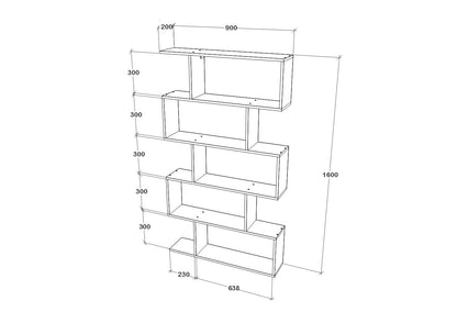 Biblioteca haaus Kimo, 5 Casete, Alb, 90 x 20 x 160 cm