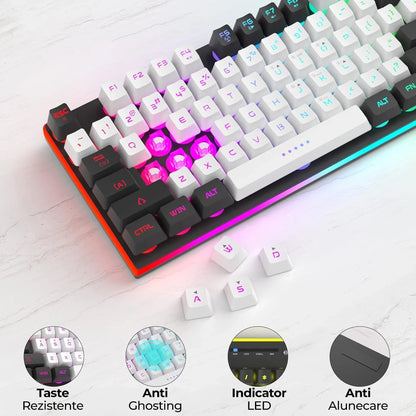 Kit Tastatura, Mouse Gaming, Timebox, RGB, 104 taste, cu fir, 7 culori si moduri de iluminare, Design Ergonomic, Baza metalica, Compatibila Windwos, Negru - 221.ro
