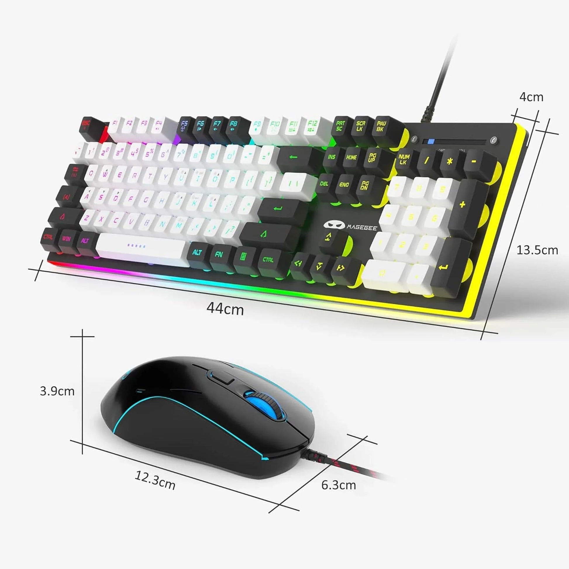 Kit Tastatura, Mouse Gaming, Timebox, RGB, 104 taste, cu fir, 7 culori si moduri de iluminare, Design Ergonomic, Baza metalica, Compatibila Windwos, Negru - 221.ro