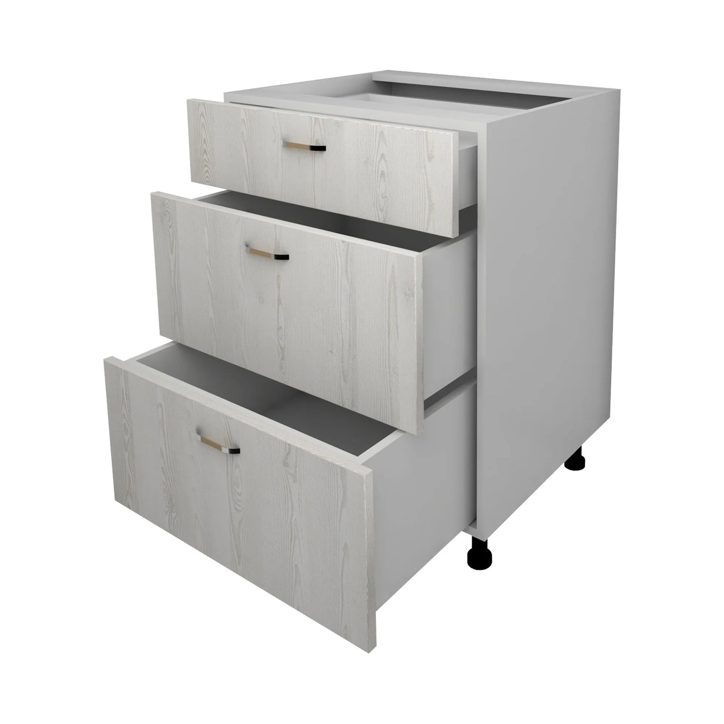 Corp Baza Lecce, 3 Sertare, Pin Alb/Alb, 60 x 50 x 80 cm