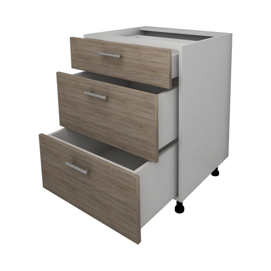 Corp Baza Lecce, 3 Sertare, Stejar Sonoma Inchis/Alb, 60 x 50 x 80 cm