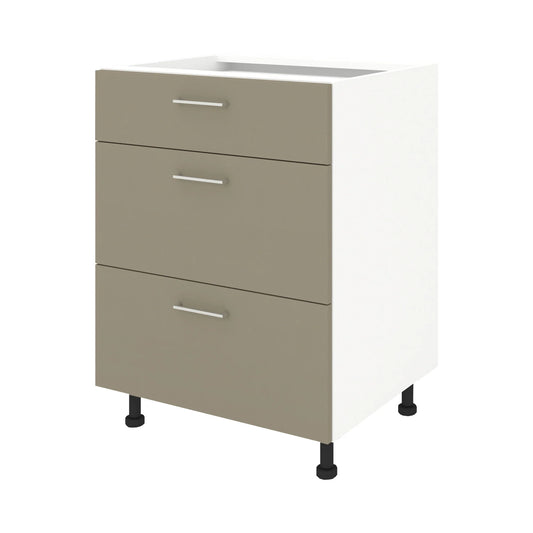 Corp Baza Lecce, 3 Sertare, Taupe/Alb, 60 x 50 x 80 cm