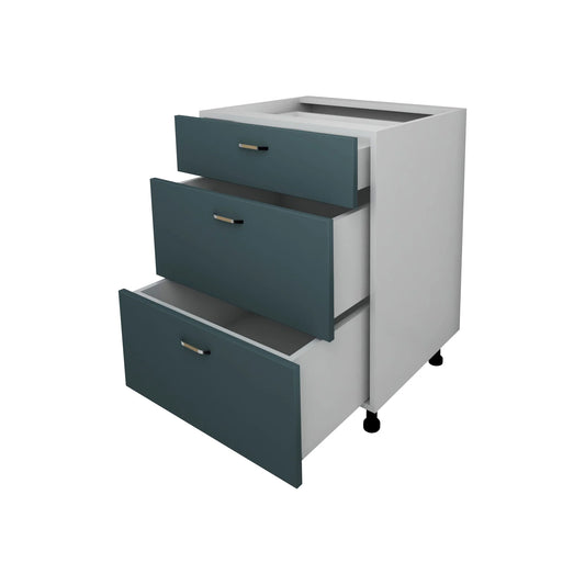 Corp Baza Lecce, 3 Sertare, Verde Petrol/Alb, 60 x 50 x 80 cm