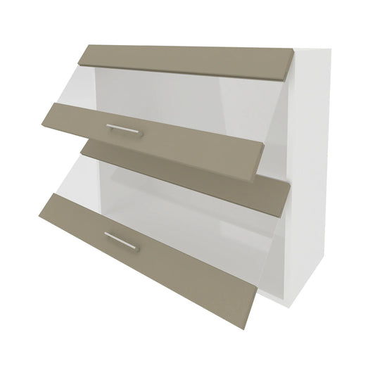 Corp Superior Lecce, 2 Usi, cu sticla, Taupe/Alb, 80 x 30 x 65 cm