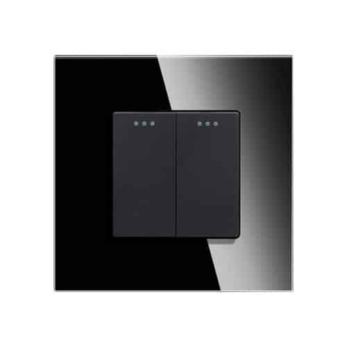 Intrerupator dublu mecanic, montaj incastrat, negru / LXD-MP004GF-B