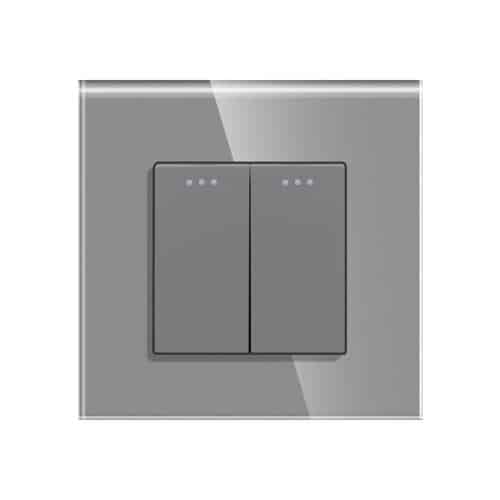 Întrerupător dublu mecanic, montaj aparent, gri / LXD-MP004GF-GY