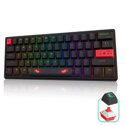 Tastatura mecanica gaming Timebox, 60%, Hot-Swap, USB-C, RGB programabil, Negru