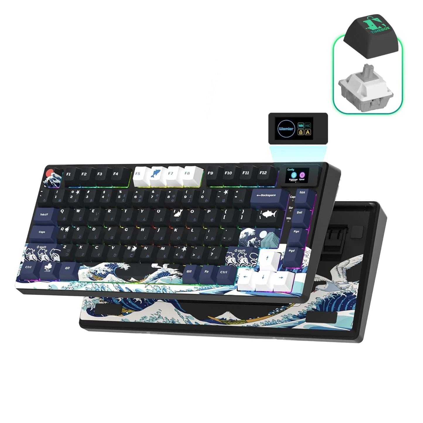 Tastatura mecanica gaming Timebox, 75%, Hot-Swap, Gasket, Negru