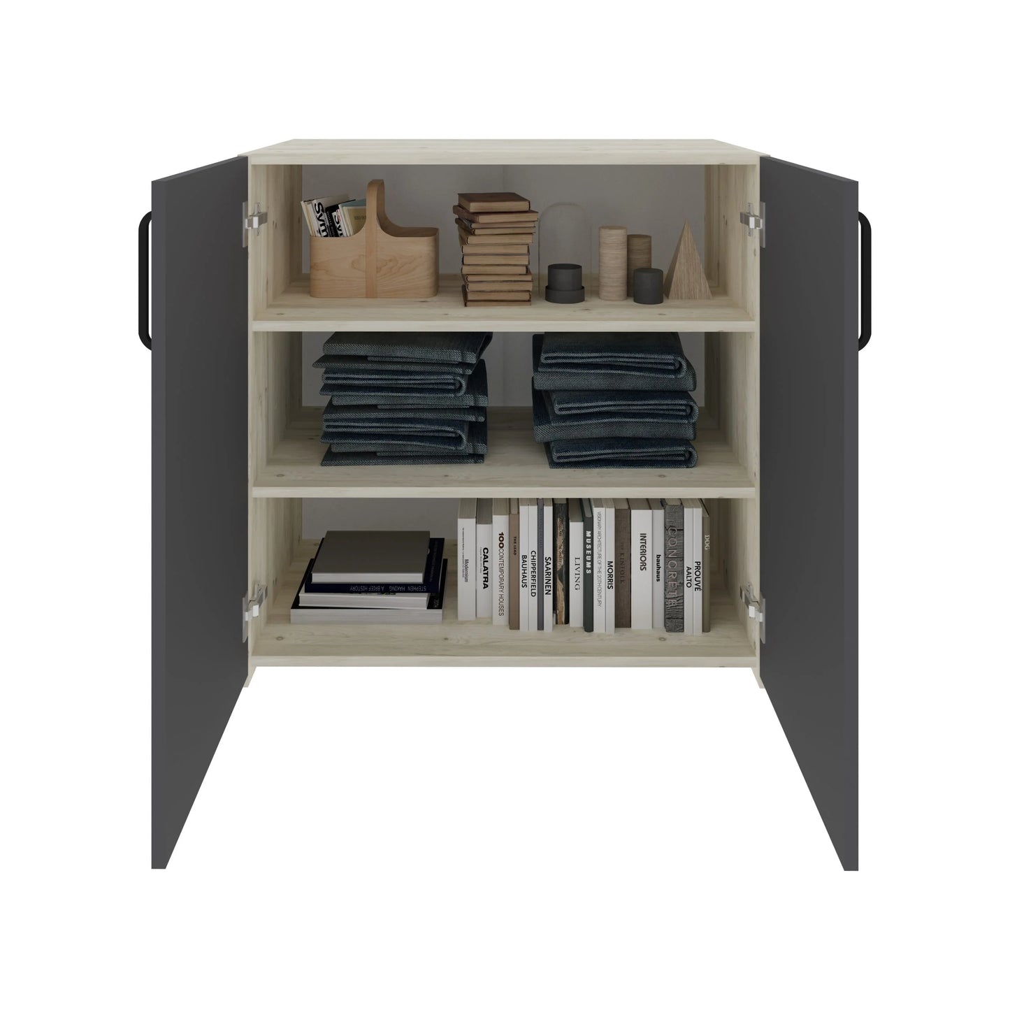 Set dormitor haaus Malmo V19, Pat 200 x 90 cm, Stejar Alb/Antracit