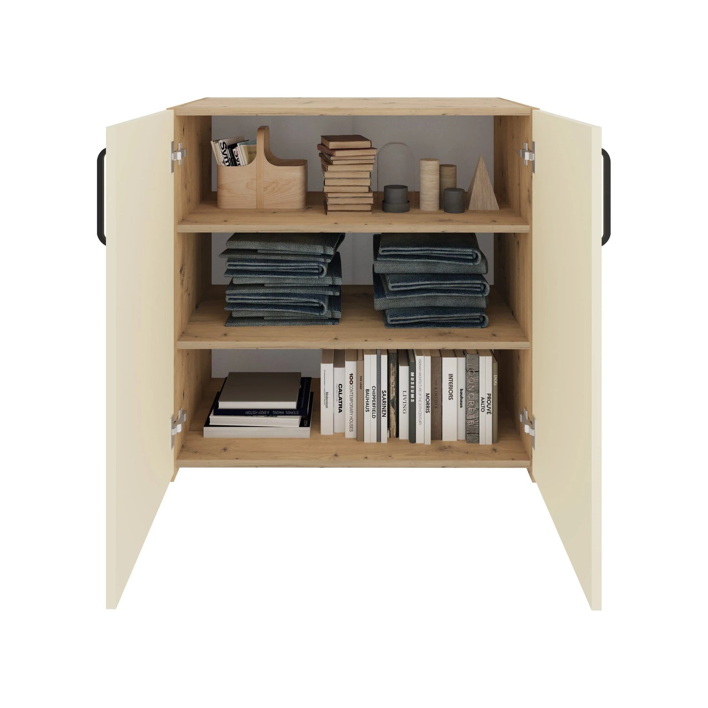 Set dormitor haaus Malmo V19, Pat 200 x 90 cm, Stejar Artisan/Argila