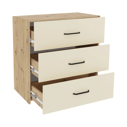 Comoda haaus Malmo, 3 Sertare, Stejar Artisan/Argila, 80 x 42 x 80 cm