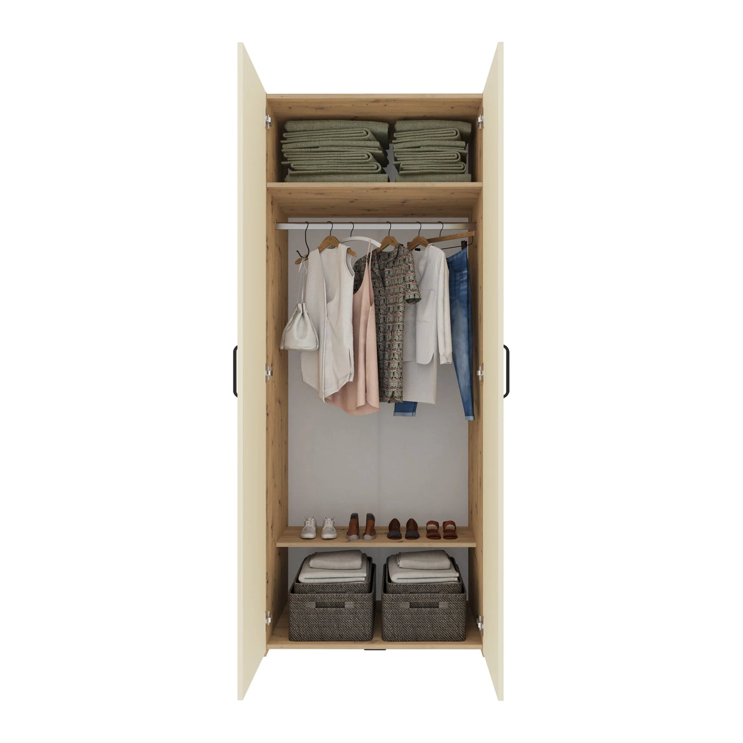 Dulap haaus Malmo, 2 Usi, Stejar Artisan/Argila, 81 x 52 x 200 cm