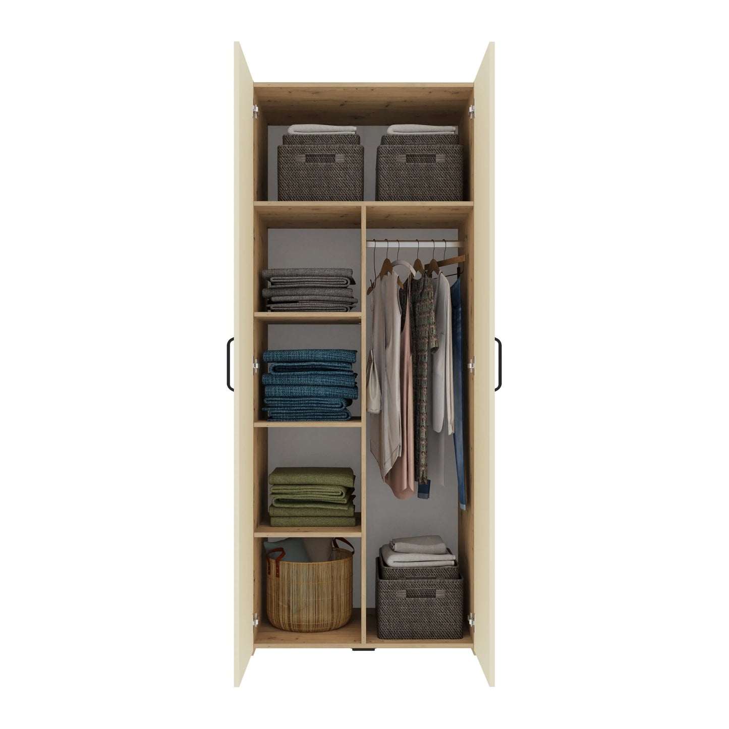 Set dormitor haaus Malmo V16, Pat 200 x 140 cm, Stejar Artisan/Argila