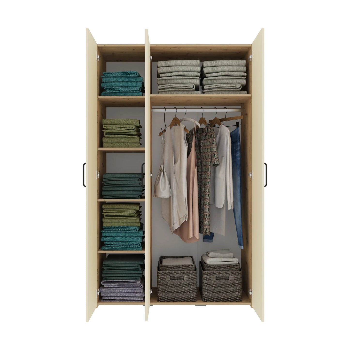 Set dormitor haaus Malmo V3, Pat 200 x 160 cm, Stejar Artisan/Argila