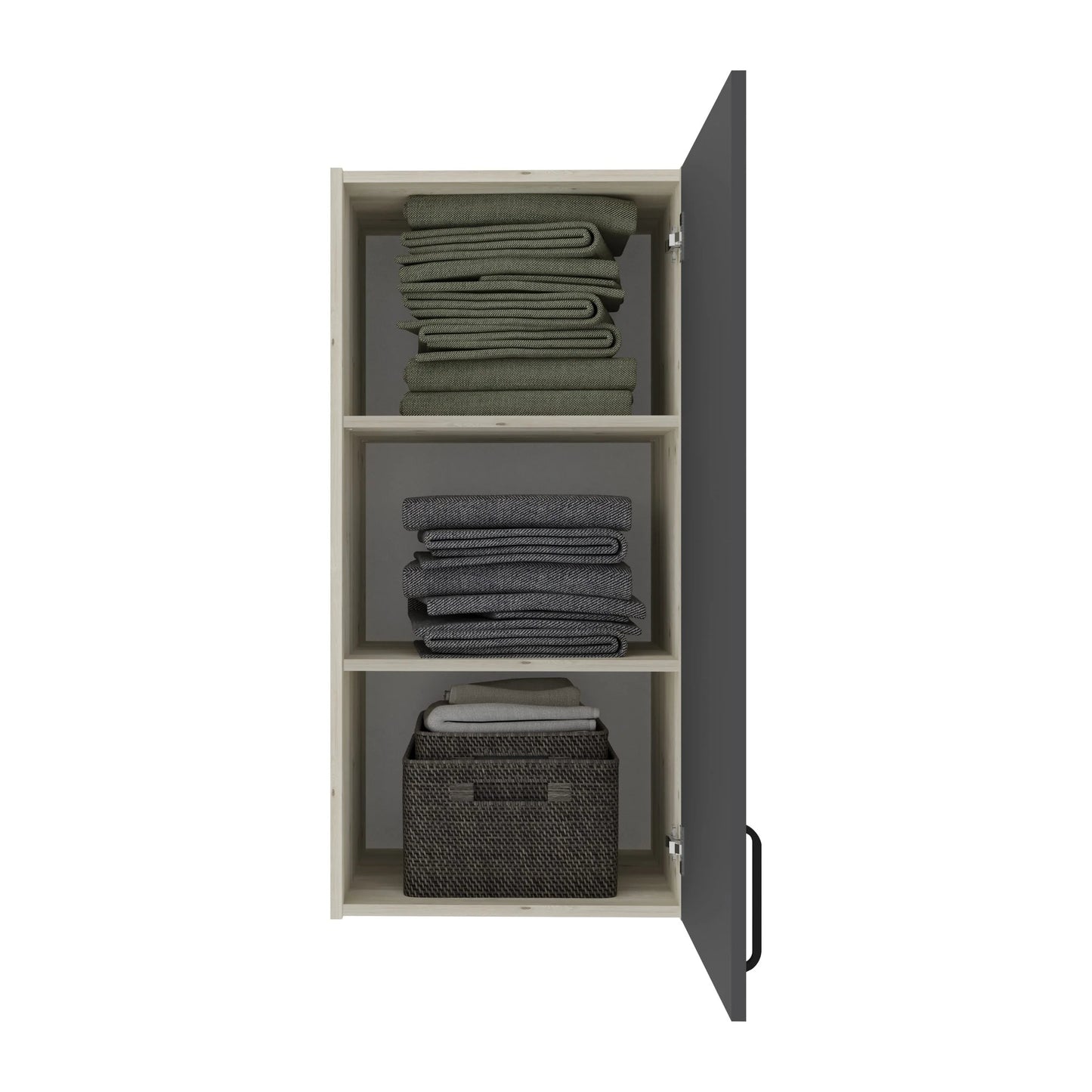 Dulap suspendat haaus Malmo, 1 Usa, Stejar Alb/Antracit, 50 x 42 x 104 cm