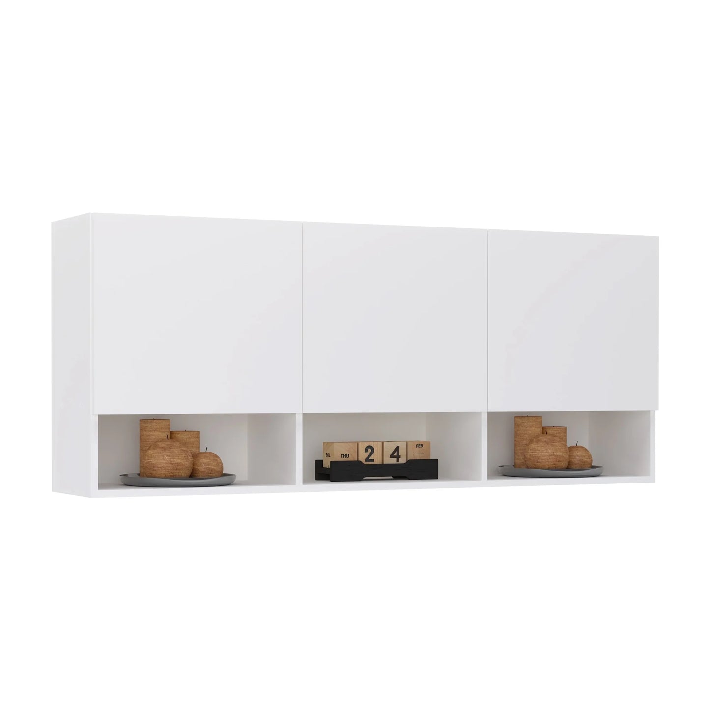 Dulap suspendat haaus Malmo, 3 Usi, Alb, 144 x 27 x 60 cm
