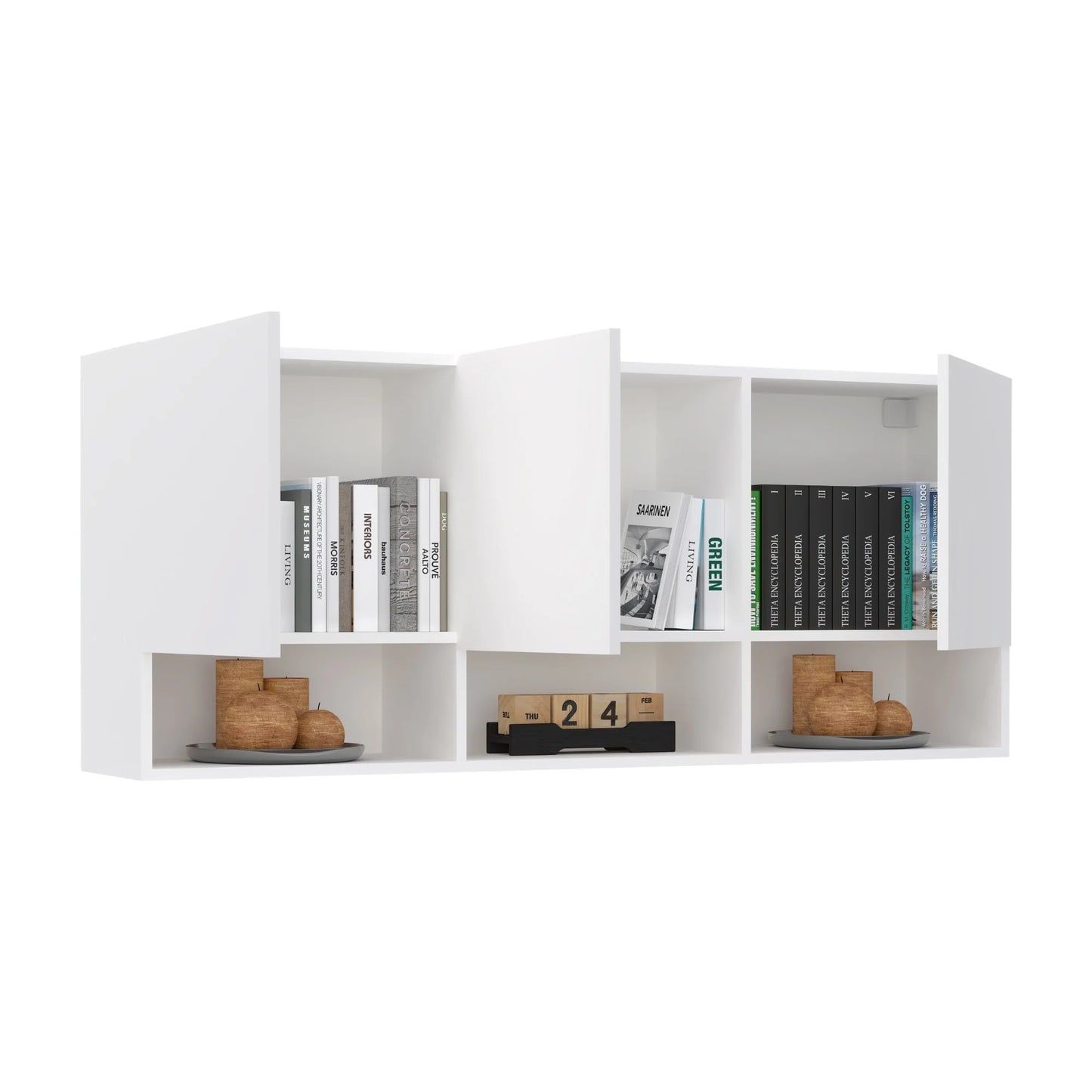 Dulap suspendat haaus Malmo, 3 Usi, Alb, 144 x 27 x 60 cm