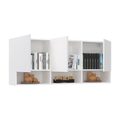 Dulap suspendat haaus Malmo, 3 Usi, Alb, 144 x 27 x 60 cm