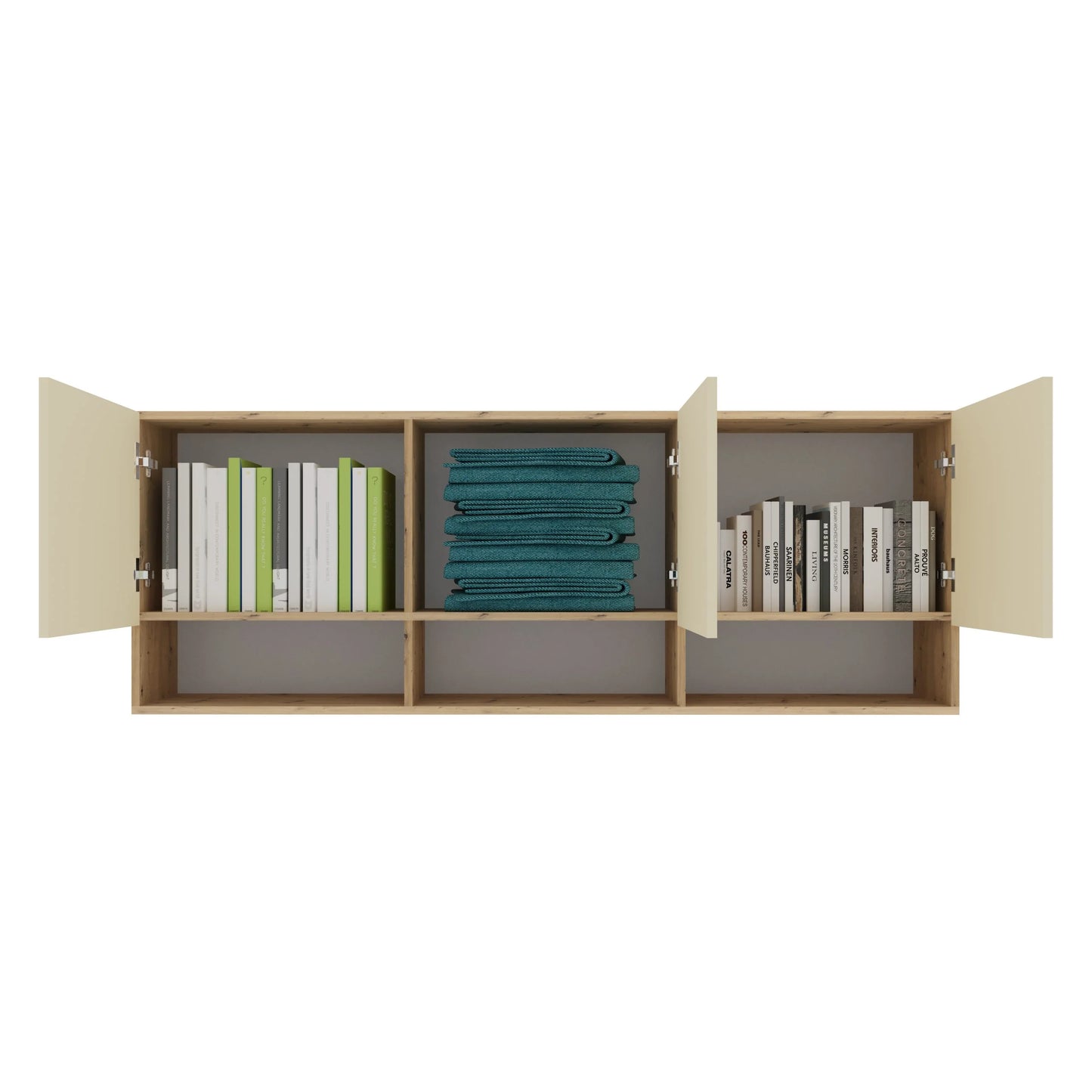Dulap suspendat haaus Malmo, 3 Usi, Stejar Artisan/Argila, 164 x 27 x 60 cm