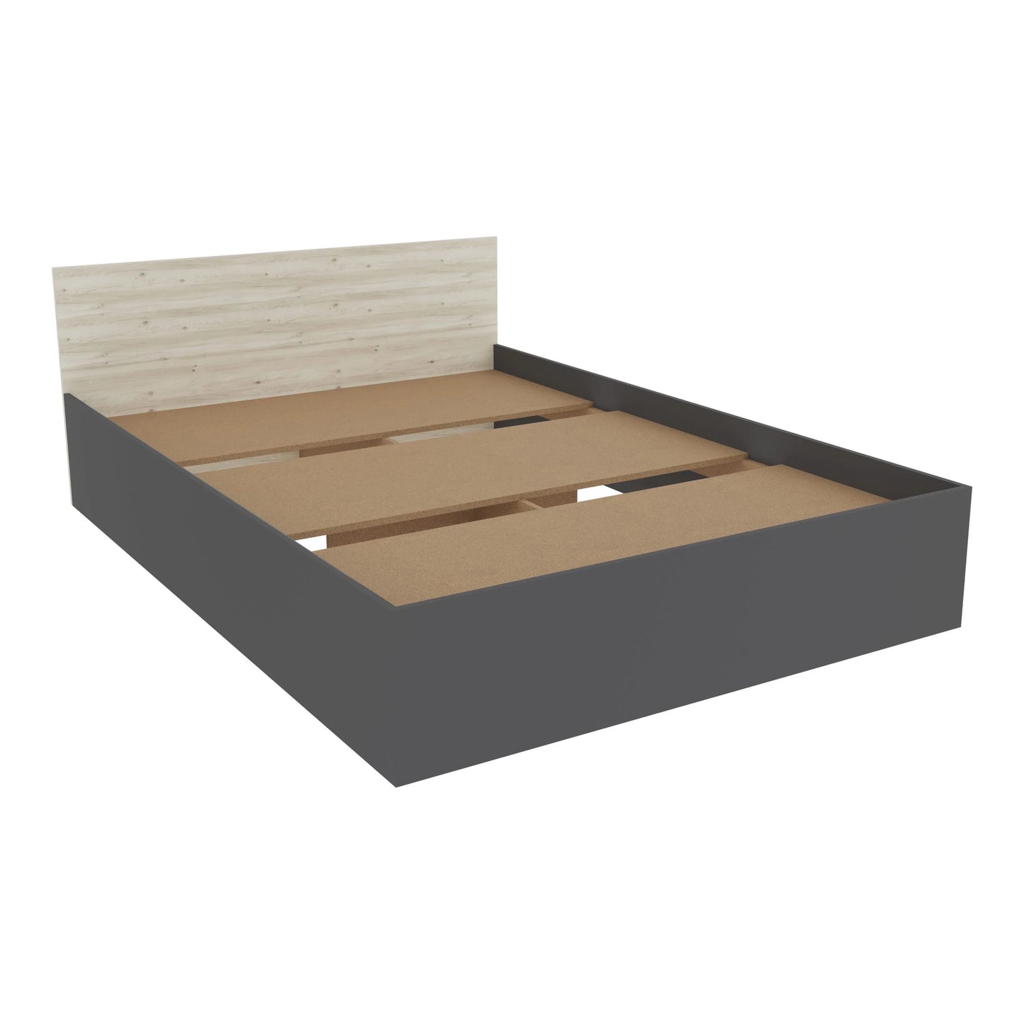 Set dormitor haaus Malmo V6, Pat 200 x 140 cm, Stejar Alb/Antracit