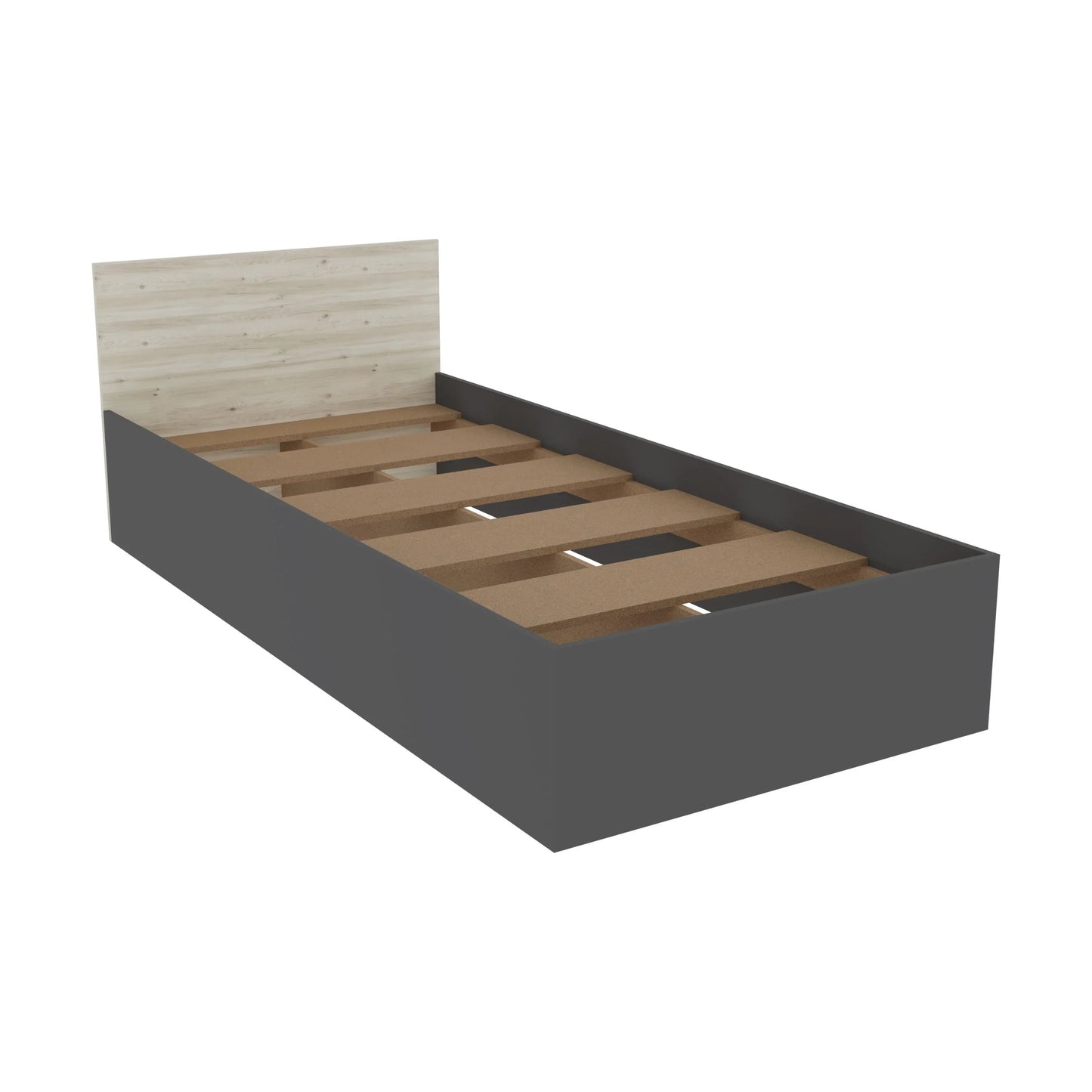 Set dormitor haaus Malmo V19, Pat 200 x 90 cm, Stejar Alb/Antracit