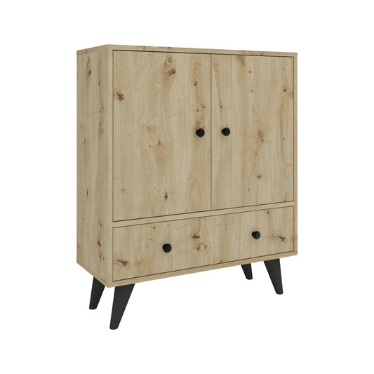 Comoda TV haaus Malta, 3 Usi, Stejar Artisan, 75 x 30 x 90 cm