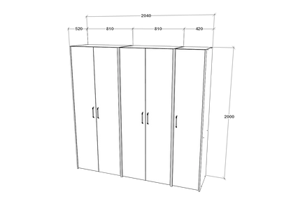 Dressing haaus Malmo V1, Stejar Alb/Antracit, L 204 cm