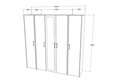Dressing haaus Malmo V5, Stejar Alb/Antracit, L 204 cm