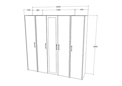Dressing haaus Malmo V5, Stejar Artisan/Argila, L 204 cm