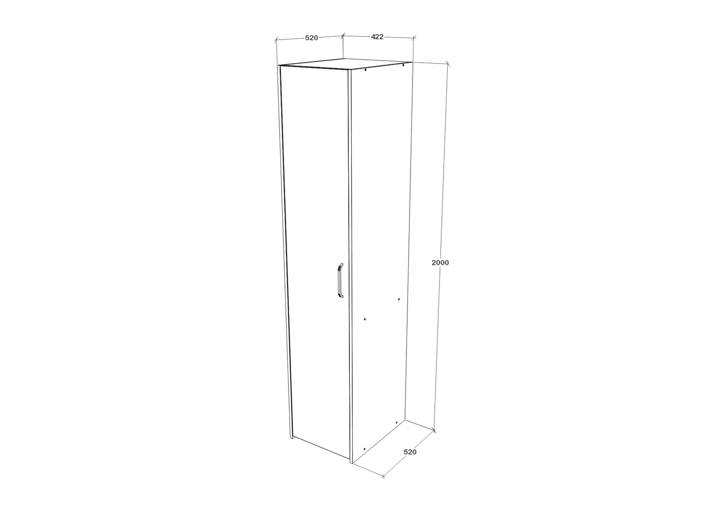 Dulap haaus Malmo, 1 Usa, cu polite, Stejar Alb/Antracit, 42 x 52 x 200 cm