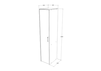 Dulap haaus Malmo, 1 Usa, cu polite, Stejar Alb/Antracit, 42 x 52 x 200 cm