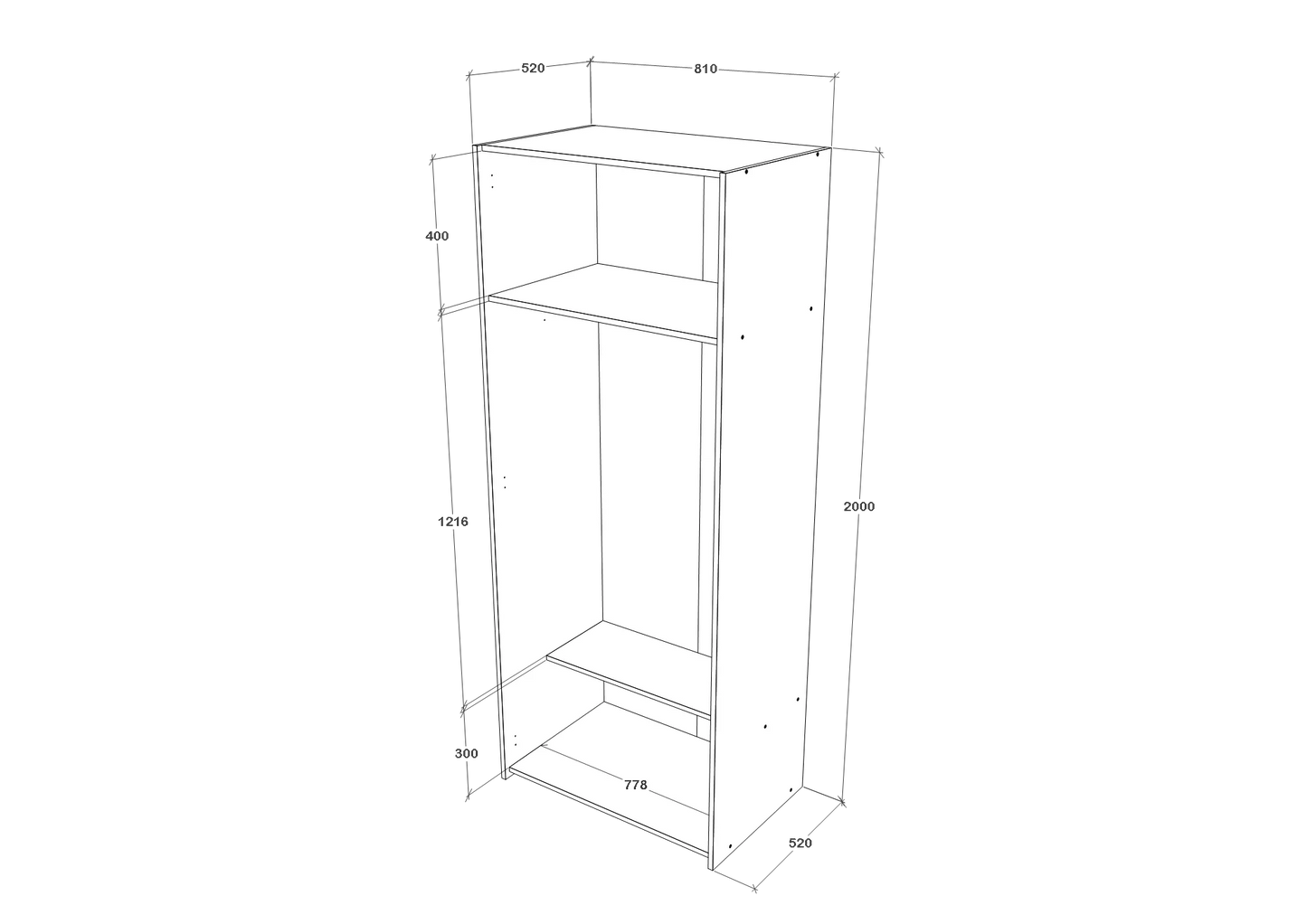 Dulap haaus Malmo, 2 Usi, Stejar Alb/Antracit, 81 x 52 x 200 cm