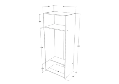 Dulap haaus Malmo, 2 Usi, Stejar Artisan/Argila, 81 x 52 x 200 cm